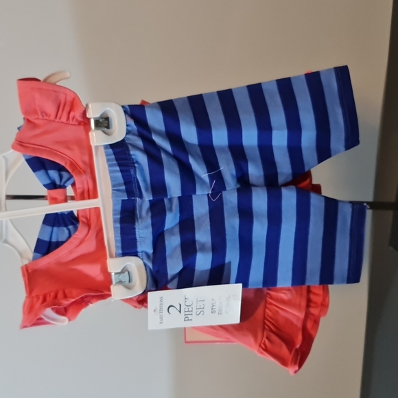 2 Piece Rare Editions Coral and Blue Outfit 3-6 months NWTs - Picture 6 of 7